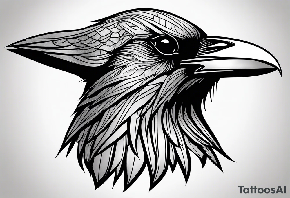 head of a crow outlines tattoo idea