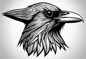 head of a crow outlines tattoo idea