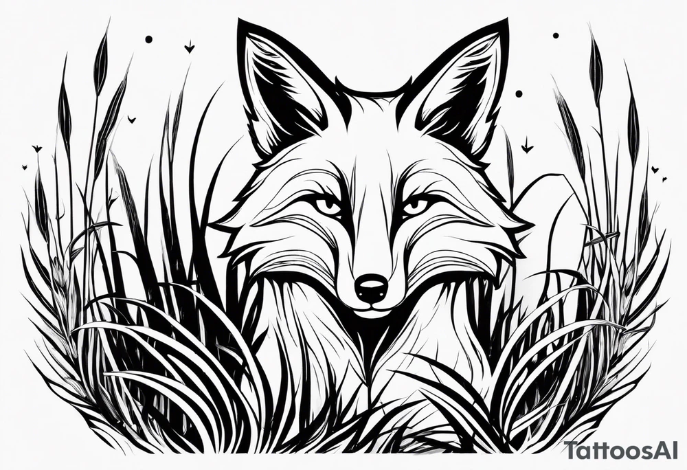 Creepy fox in the reeds evil gross tattoo idea
