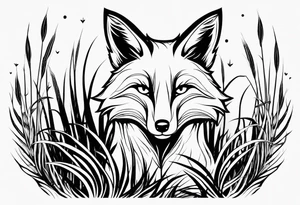 Creepy fox in the reeds evil gross tattoo idea
