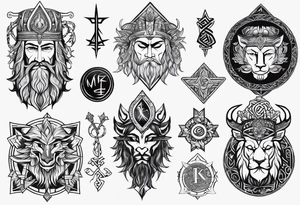 gods of Scandinavian mythology and runes tattoo idea