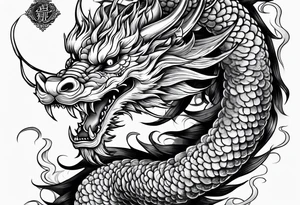 Traditional Japanese Dragon full body and smoke tattoo idea
