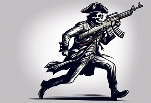 revolutionary war skull faced
 sodier running with a machine gun "liberty or death" tattoo idea