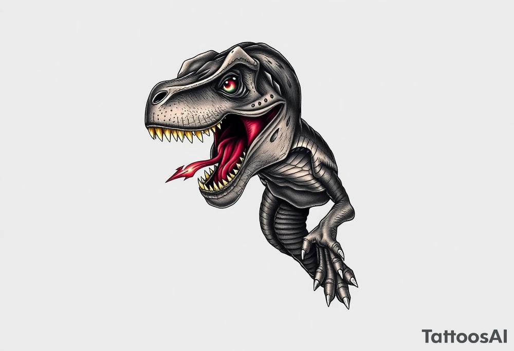 dinosaur spitting venom tattoo idea