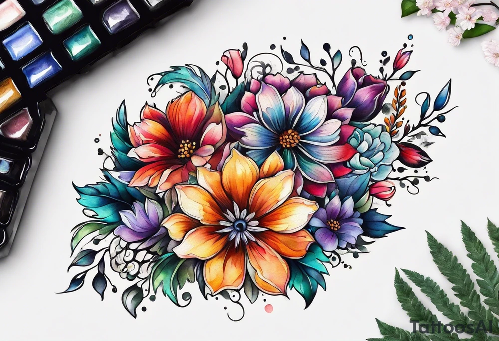 flowers with lace sternum tattoo idea