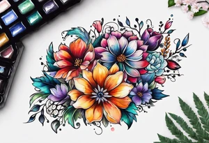 flowers with lace sternum tattoo idea