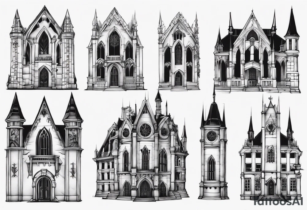 Gothic building tattoo idea