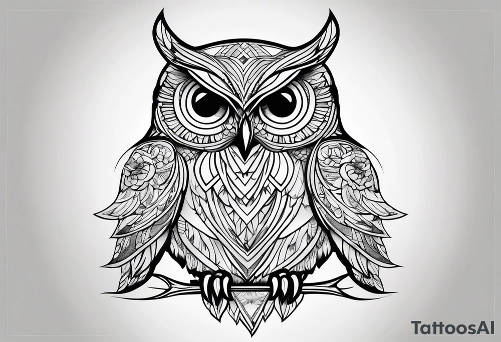 owl outline tattoo idea