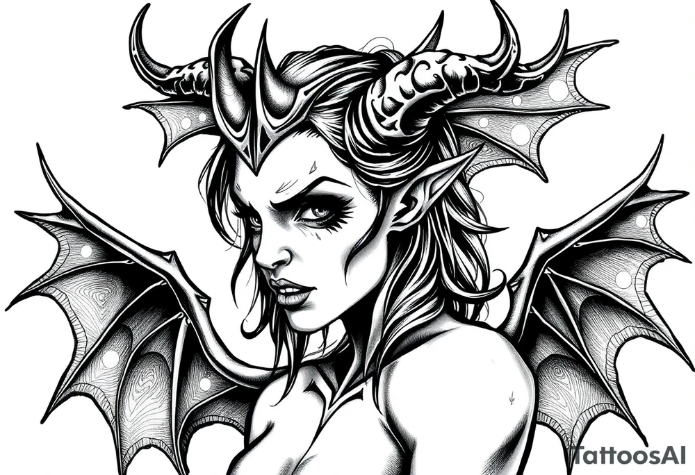 Gothic demon girl tattoo idea