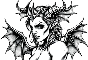 Gothic demon girl tattoo idea