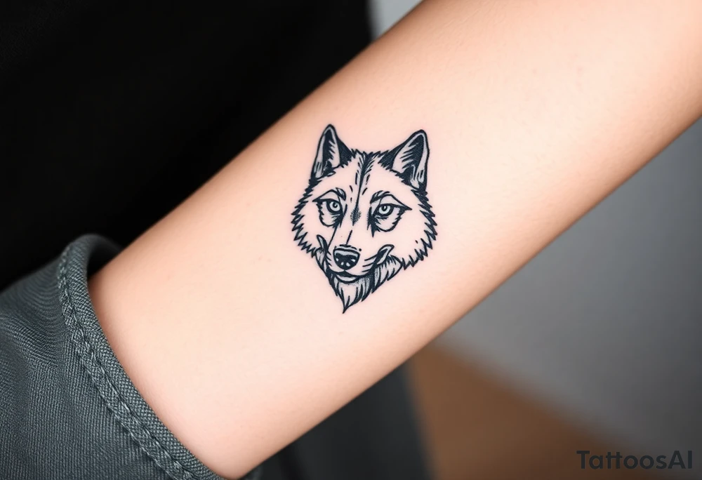 wolf head looking straight forward tattoo idea