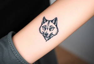 wolf head looking straight forward tattoo idea
