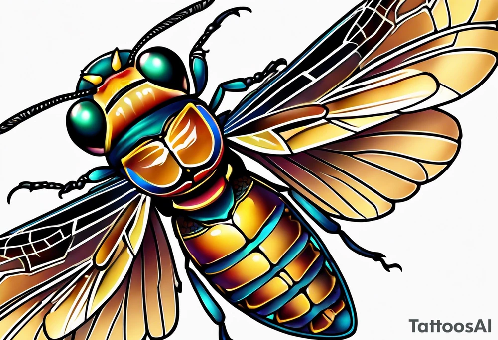 Neo traditional cicada tattoo idea