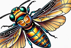 Neo traditional cicada tattoo idea