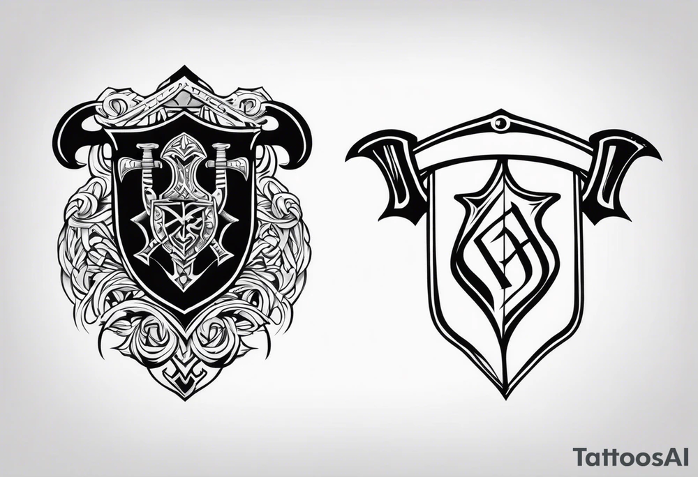 Valhalla sword shield axe tattoo idea