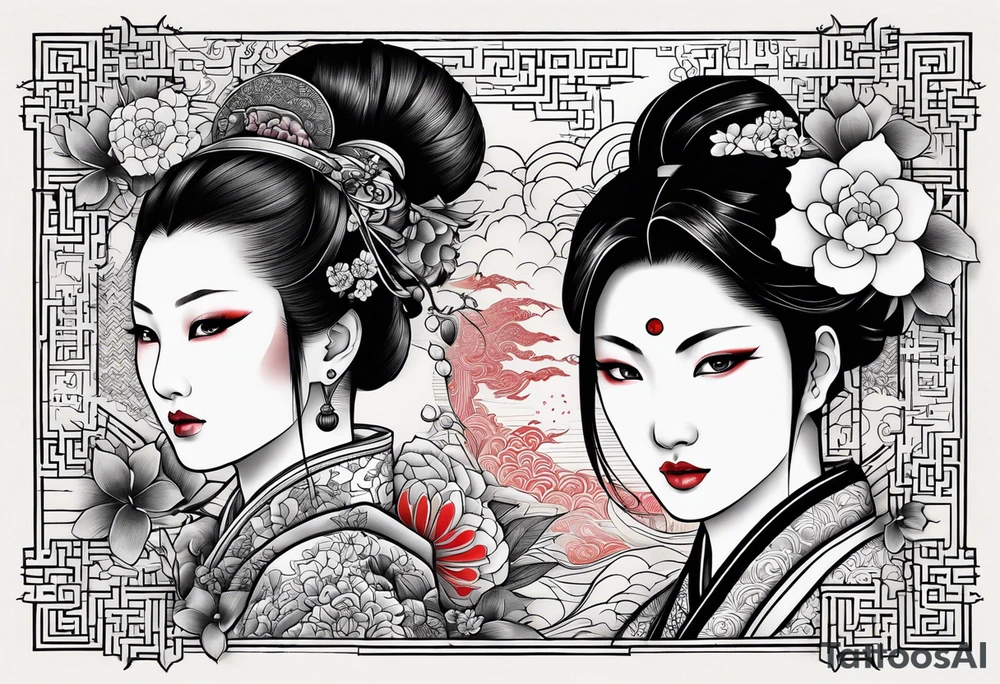 tattoo with names Mina and Han tattoo idea
