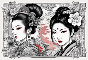 tattoo with names Mina and Han tattoo idea