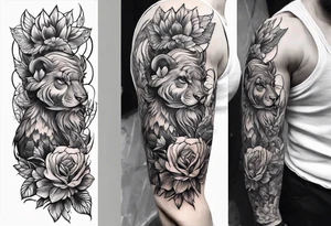 Muscular old honey nadger tattoo idea