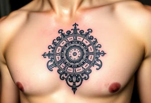 vintage roman numerals within ornate clockwork mechanism tattoo idea