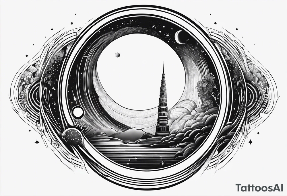 Fine line small wormhole tattoo idea
