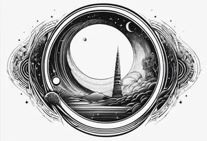 Fine line small wormhole tattoo idea