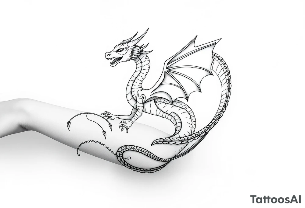 etheral dragon born form a magic book tattoo idea