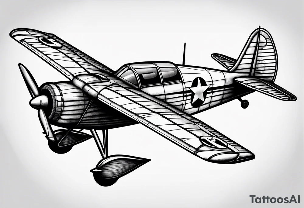 sketch of adventure plane in perspective from the above tattoo idea