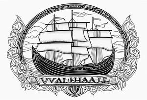 Valhalla sword shield viking ship tattoo idea