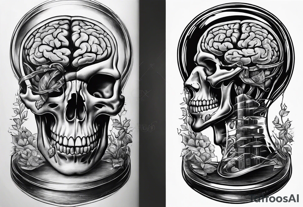 Human anatomical brain inside hourglass for man tattoo idea Human anatomical brain inside hourglass for man tattoo idea