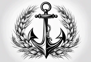 anchor with two wheat sheaves tattoo idea