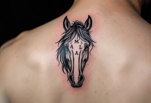 horse silhouette 
from the front
with littles letters M, A, L tattoo idea