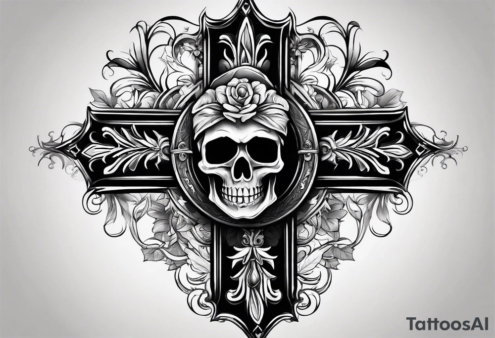 Cross with a skull in the middle tattoo idea
