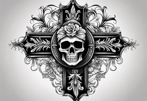 Cross with a skull in the middle tattoo idea