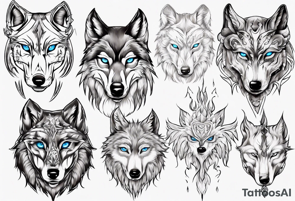 wolf with blue eyes tattoo idea