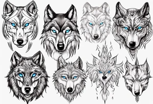 wolf with blue eyes tattoo idea