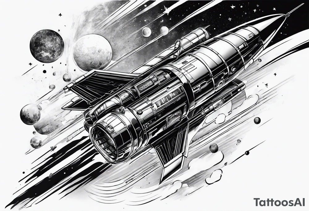 Girl on a rocket tattoo idea