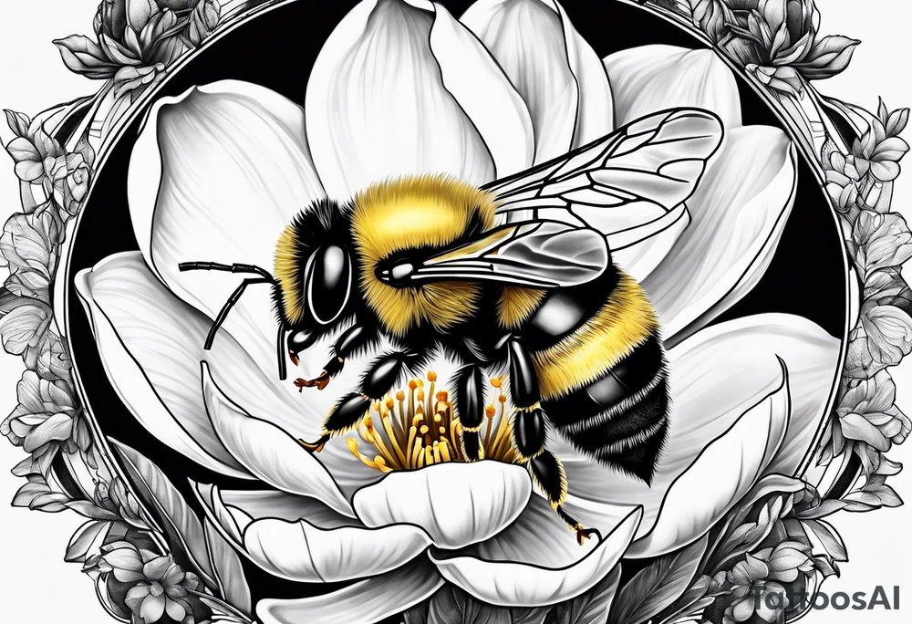 Bumblebee and magnolia tattoo idea