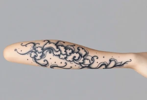 Ethereal Celestial dreamy swirling intergalactic space clouds daintily flowing like light wispy smoke tattoo idea