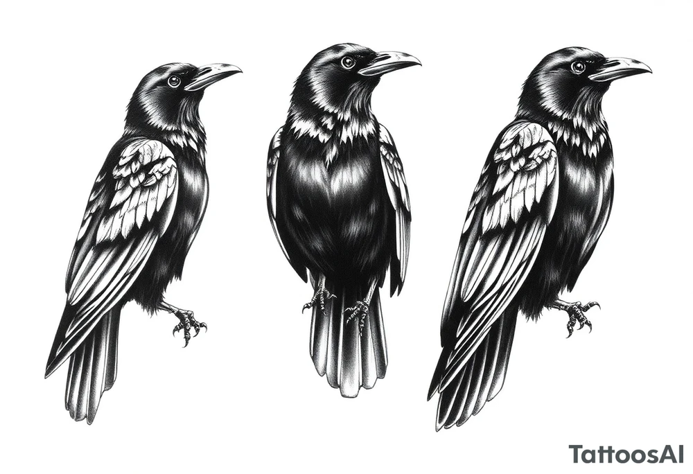 Irish non religious 3 ravens tattoo idea