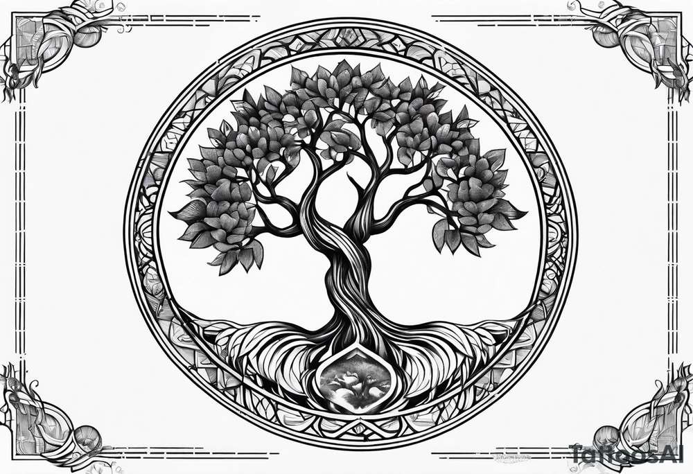 Tree of life phoenix tattoo idea