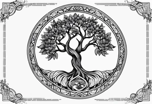 Tree of life phoenix tattoo idea