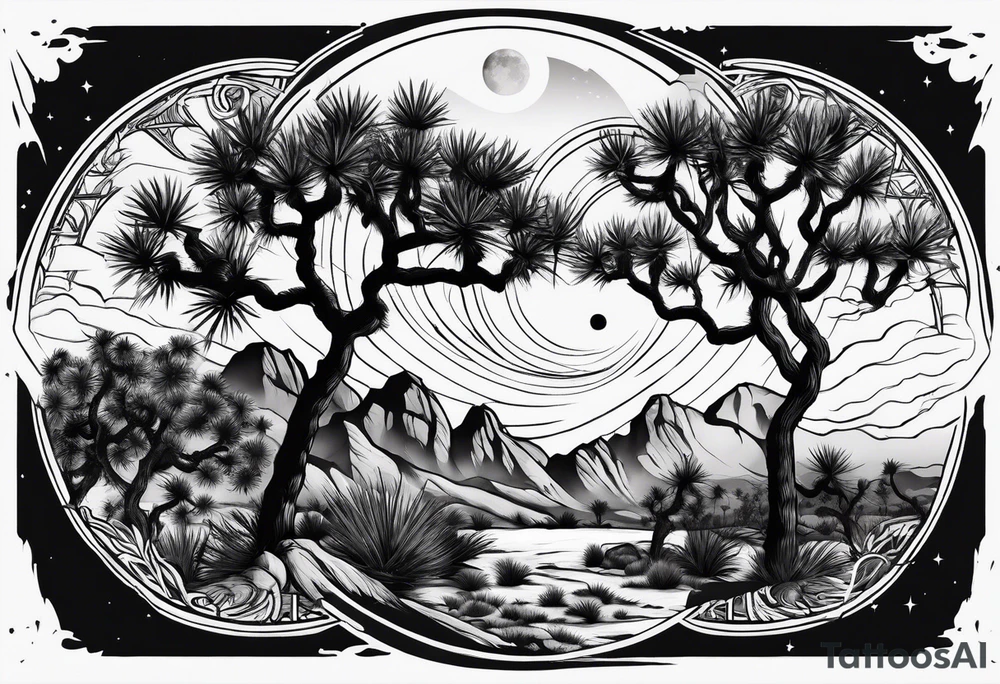 yin and yang joshua tree tattoo idea