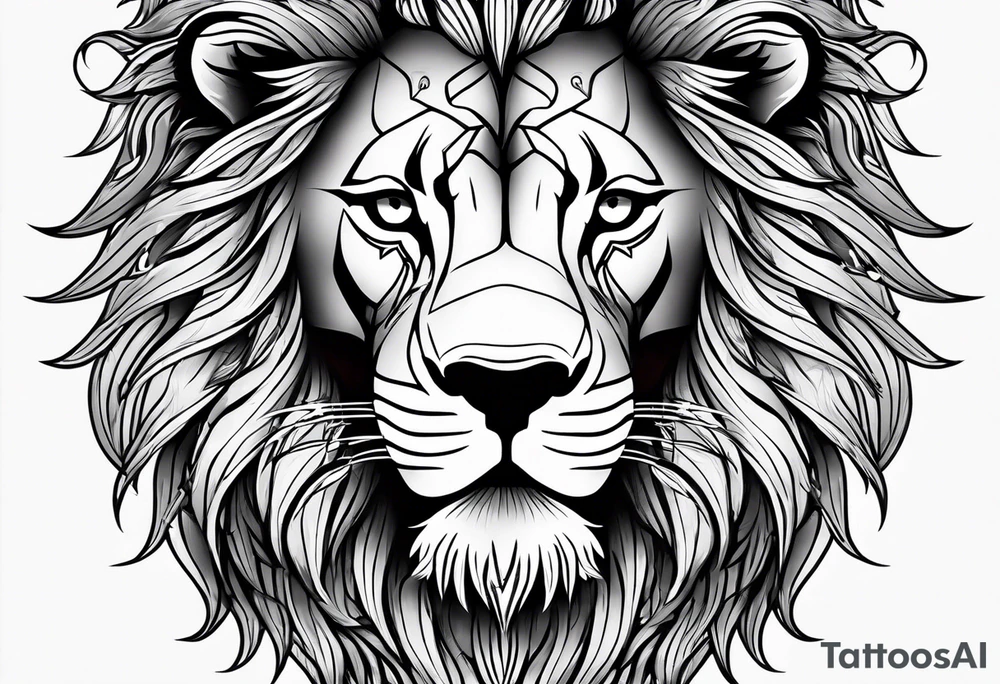 A lion surrounded by twin flames tattoo idea