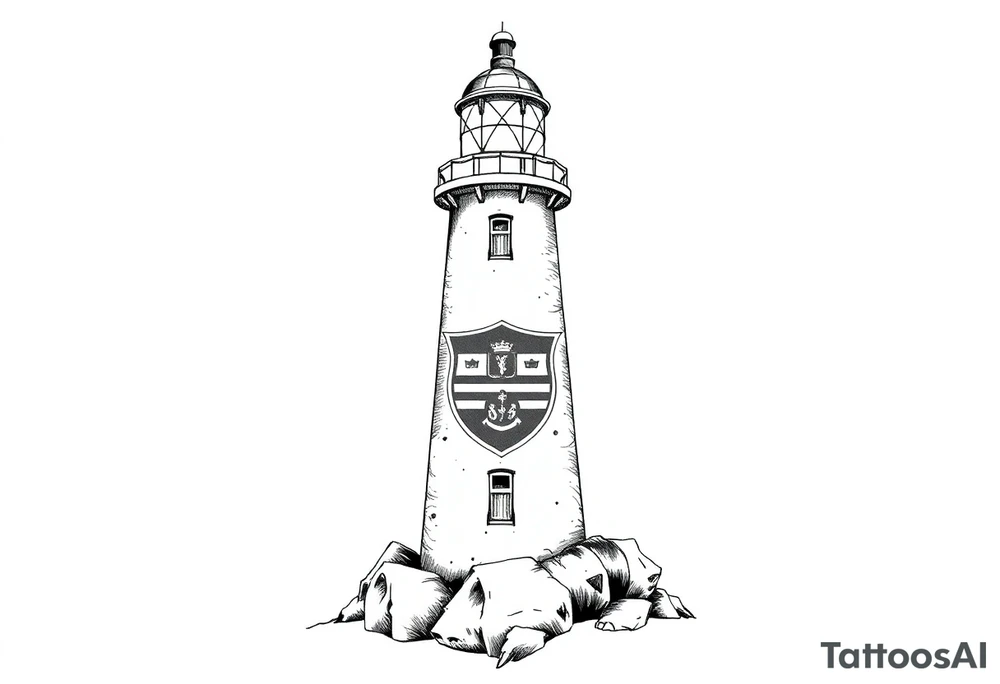 Lighthouse with coat of arms tattoo idea