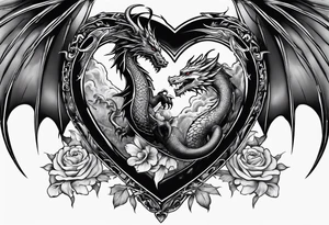 Realistic heart with a dragon tattoo idea