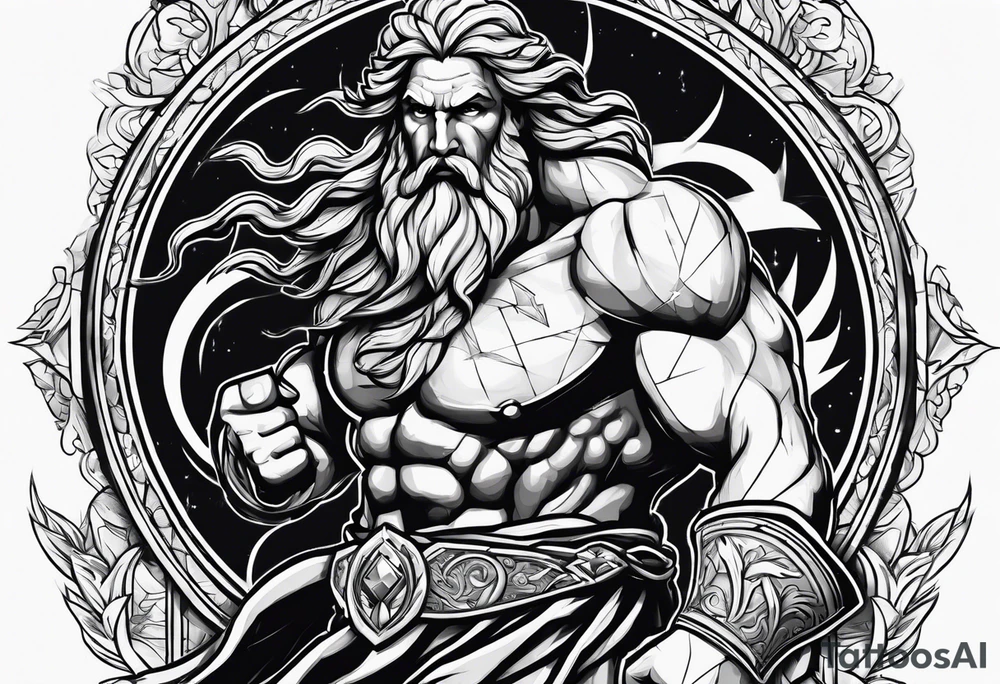 zeus striking down with lightning tattoo idea