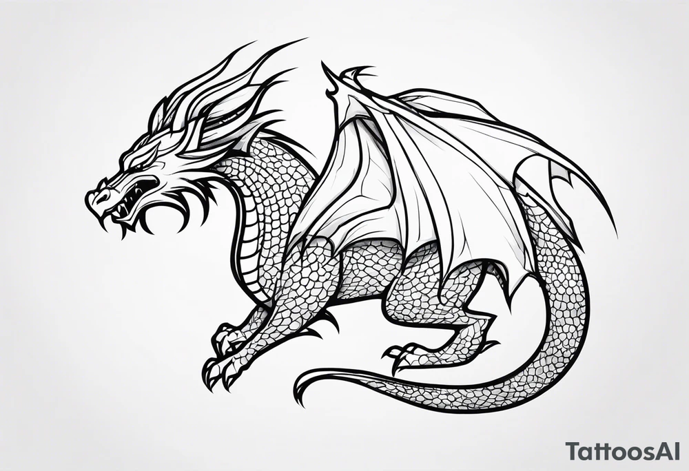 Dragon in color minimalism tattoo idea