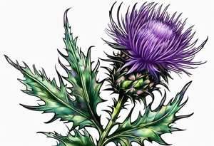 Purple thistle with vine tattoo idea