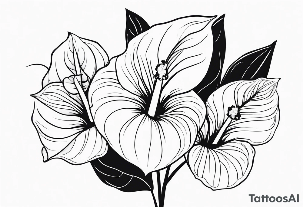 Bouquet d’oeillets et d’anthurium tattoo idea