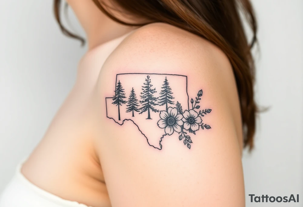 Texas 
Washington 
Connecticut 
All separate 
State trees and flowers tattoo idea